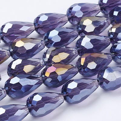 Electroplate Glass Beads Strands EGLA-D015-15x10mm-07-1