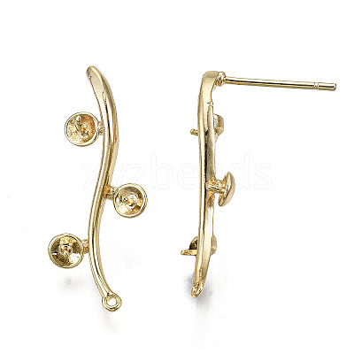 Brass Stud Earring Findings KK-T062-66G-A-NF-1