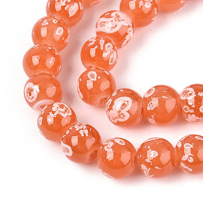 Baking Paint Glass Beads Strands DGLA-N015-8mm-04-1