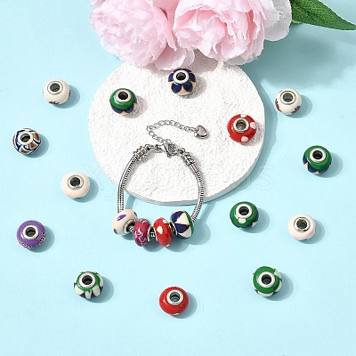 Handmade Polymer Clay Large Hole Rondelle European Beads LPDL-L003-01-1