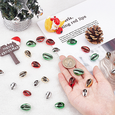 48Pcs 4 Colors Electroplated Cowrie Shell Beads BSHE-CA0001-02-1