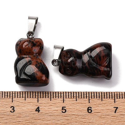 Natural Mahogany Obsidian Pendants G-B127-08P-06-1