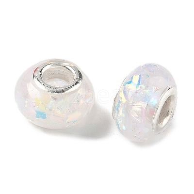 Transparent Resin Rondelle European Beads RESI-S023-01-1