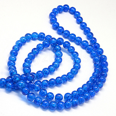 Baking Paint Transparent Crackle Glass Round Bead Strands DGLA-Q018-10mm-69-1