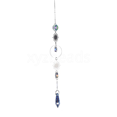 AB Color Plated Crystal Bullet Big Pendant Decorations HJEW-G019-03C-1