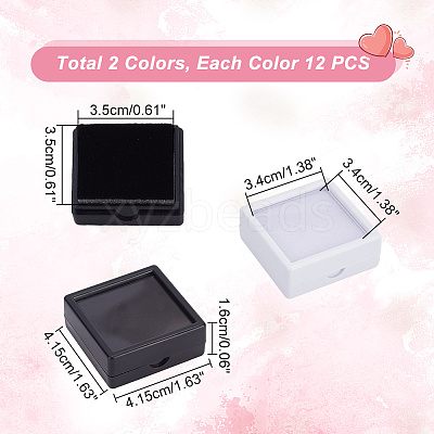 24Pcs 2 Colors Square Acrylic Loose Diamond Display Boxes CON-GA0001-16-1