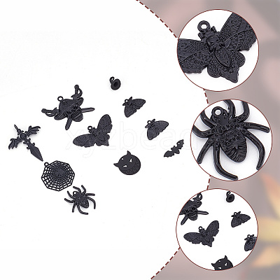 54Pcs 9 Styles Halloween Alloy Pendants FIND-PH0017-57-1