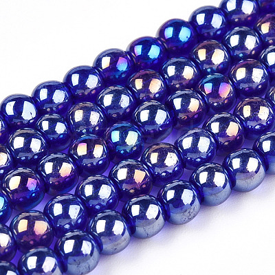 Electroplate Transparent Glass Beads Strands GLAA-T032-T6mm-AB15-1