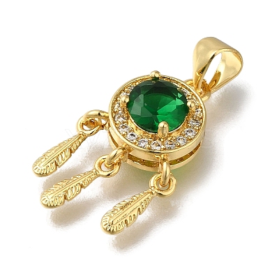 Rack Plating Brass Micro Pave Cubic Zirconia Pendants KK-G500-28G-1