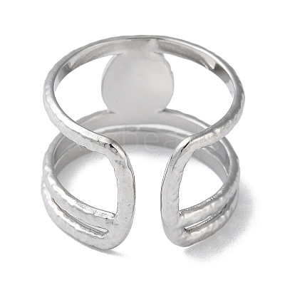 Non-Tarnish 304 Stainless Steel Open Cuff Ring Components STAS-Q308-06P-1