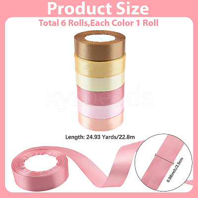 6 Rolls 6 Colors Polyester Ribbon OCOR-CP0001-27A-1