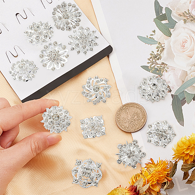 Rhinestone Brooch with Alloy Findings JEWB-WH0020-01-1
