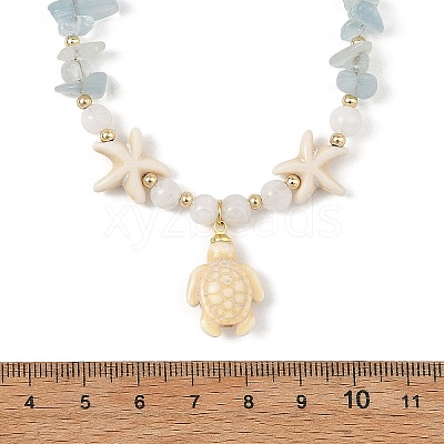 Ocean Dyed Synthetic Turquoise Turtle Pendant Necklaces NJEW-JN06397-01-1