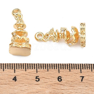 Brass Micro Pave Clear Cubic Zirconia Pendants KK-T080-24G-1