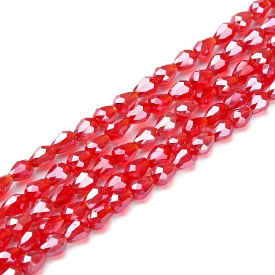 Electroplate Glass Beads Strands X-EGLA-R008-6x4mm-9-1
