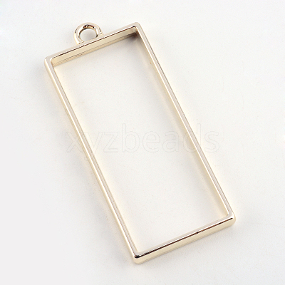 Rack Plating Alloy Rectangle Open Back Bezel Pendants X-PALLOY-S047-11E-FF-1