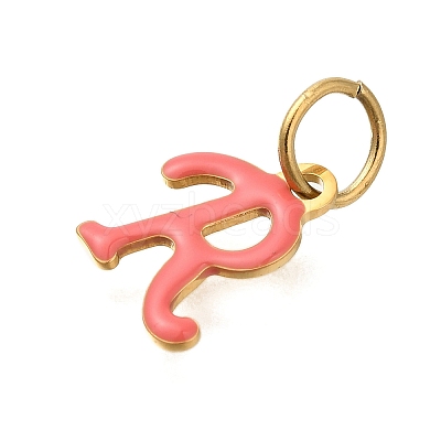 Ion Plating(IP) 304 Stainless Steel Enamel Alphabet Charms STAS-F308-02G-R-1