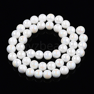 Electroplate Opaque Glass Beads Strands X-GLAA-T032-P10mm-AB02-1