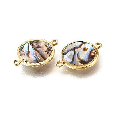 Brass Pave Natural Paua Shell Connector Charms KK-E794-01G-04-1