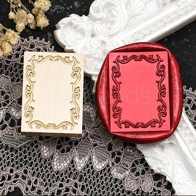 Rectangle Flower Frame Brass Stamp Heads LS-AJEW-M037-04G-02-1