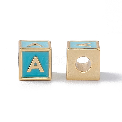 Rack Plating Brass Enamel Beads KK-B060-04G-06A-1