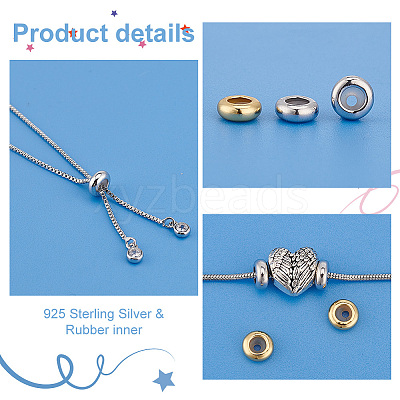 4Pcs 2 Colors Sterling Silver Spacer Beads STER-PH0001-64-1