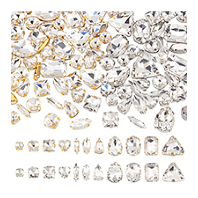2 Bags 2 Colors Glass Sew on Rhinestones GACR-PH0008-04-1