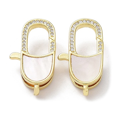 Rack Plating Brass Micro Pave Clear Cubic Zirconia Lobster Claw Clasps KK-F858-06B-G-1