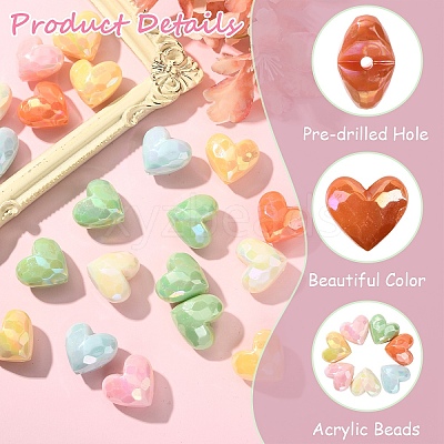 20Pcs UV Plating Opaque Acrylic Beads MACR-YW0004-14-1