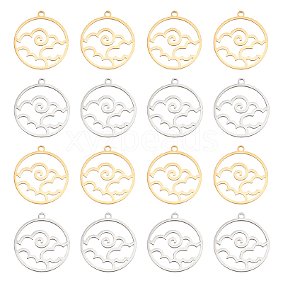 16Pcs 2 Colors 304 Stainless Steel Pendants STAS-UN0044-37-1