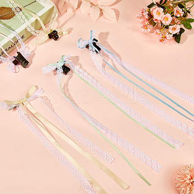10Pcs 5 Colors Polyester Resin Bowknot Hair Clips PHAR-CN0001-05-1