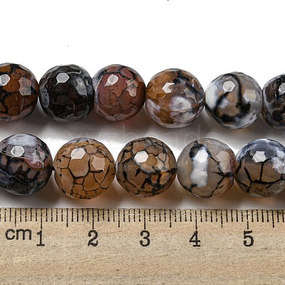 Faceted Natural Fire Crackle Agate Beads Strands G-F447-12mm-N08-1