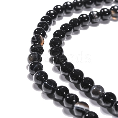 Natural Black Agate Beads Strands X-G-G391-6mm-01-1