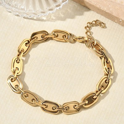 304 Stainless Steel Oval Link Chain Necklaces Bracelets Sets SJEW-D091-08G-1