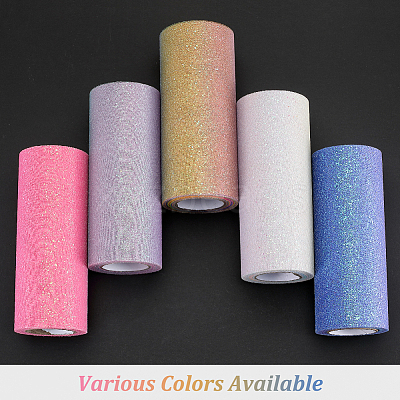 10 Yards Rainbow Color Polyester Tulle Fabric Rolls OCOR-WH0082-136E-1