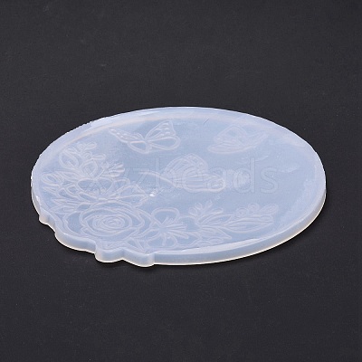Flat Round with Flower & Butterfly Cup Mat Silicone Molds LS-DIY-M034-29-1