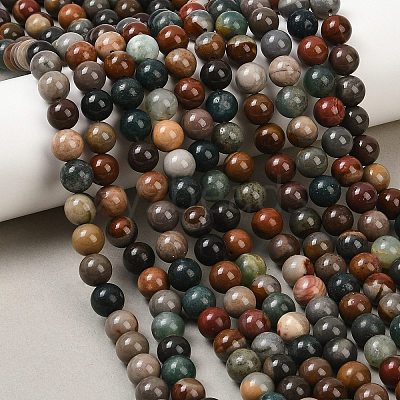 Natural New Ocean Jasper Bead Strands G-G954-01-8mm-01-1