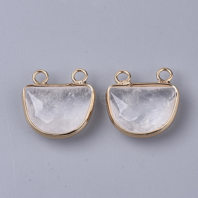 Natural Quartz Crystal Semi Circle Pendants G-S359-011H-1