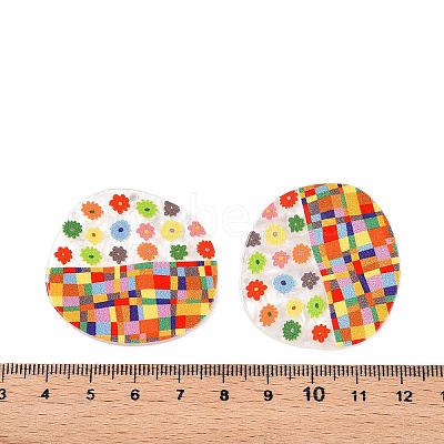 Plaid Theme Printed Acrylic Pendants OACR-T028-05E-1