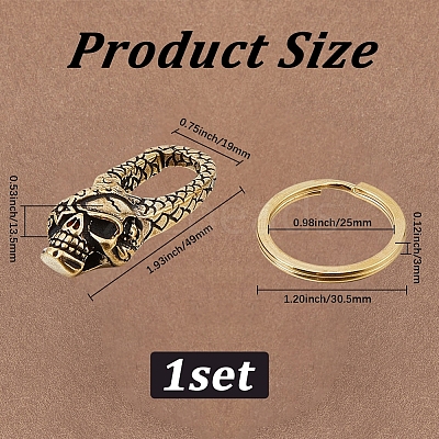 Skull Brass Lobster Claw Clasps KK-WH20002-20B-1