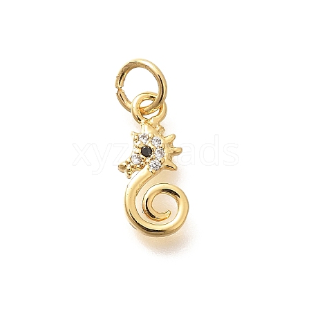 Brass Micro Pave Clear Cubic Zirconia Charms KK-Q040-04B-G-1