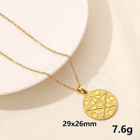 Stainless Steel Moon Sun Chain Necklace Simple Elegant Cool Style RF4782-8-1
