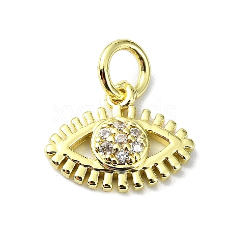 Eye Theme Brass Micro Pave Cubic Zirconia Charms KK-H475-58G-07-1