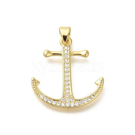 Rack Plating Brass Micro Pave Cubic Zirconia Pendants KK-Z086-68G-03-1