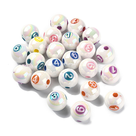 Plating Iridescent Acrylic Beads OACR-R257-01-1