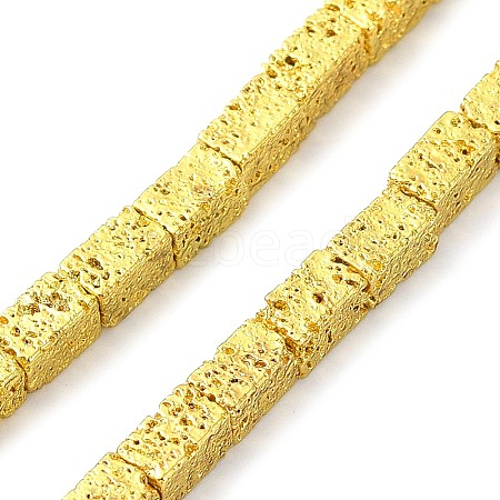 Electroplated Natural Lava Rock Beads Strands G-I360-K02-01-1