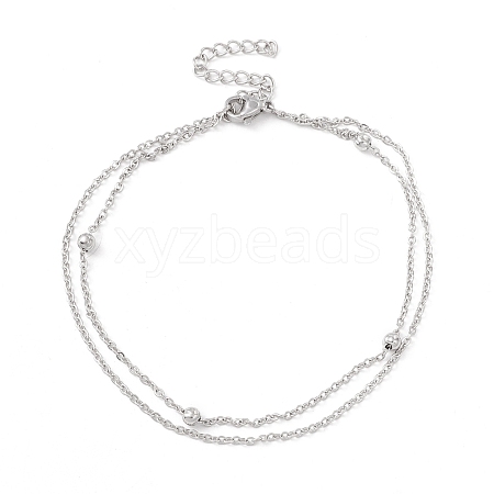 304 Stainless Steel Double Chains Multi-strand Anklet for Women STAS-E001-26P-1