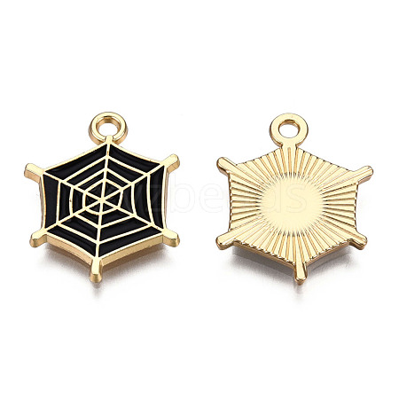 Light Gold Plated Alloy Pendants X-ENAM-T009-14A-1