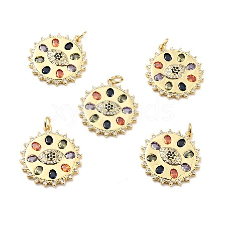 Brass Micro Pave Cubic Zirconia Pendants KK-E015-16G-1