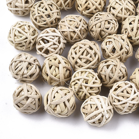 Handmade Reed Cane/Rattan Woven Beads X-WOVE-T006-007B-1